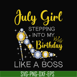 july girl stepping into my birthday like a boss svg, png, dxf, eps digital file bd0025