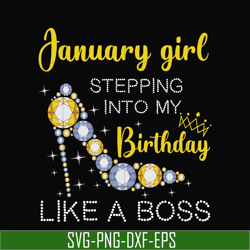 january girl stepping into my birthday like a boss svg, png, dxf, eps digital file bd0026