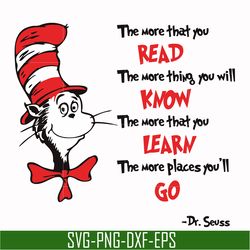 the more that you read the more thing you will know the more that you learn the more places you'll go svg, png, dxf, eps