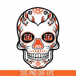 cincinnati bengals skull svg, cincinnati bengals svg, bengals svg, skull svg, sport svg, nfl svg, png, dxf, eps digital