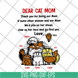 dear cat mom svg, mother's day svg, eps, png, dxf digital file mtd08042114