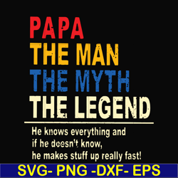 papa the man, the myth, the legend svg, png, dxf, eps, digital file ftd48