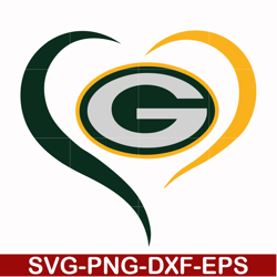 green bay packers heart, svg, png, dxf, eps file nfl0000158