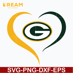 green bay packers heart svg, packers heart svg, nfl svg, png, dxf, eps digital file nfl02102017l