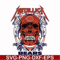 skull metallica chicago bears svg, png, dxf, eps digital file nnfl00024