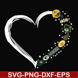 green bay packers heart svg, packers svg, png, dxf, eps digital file nnfl0092