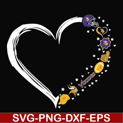 minnesota vikings heart svg, vikings svg, png, dxf, eps digital file nnfl0104