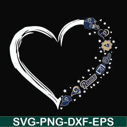 st. louis rams heart svg, rams svg, png, dxf, eps digital file nnfl0110