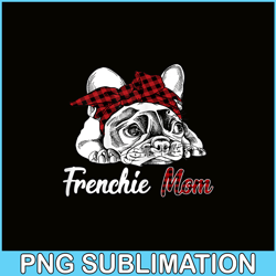 womens frenchie mom french bulldog with red plaid headband png