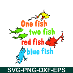 One fish two fish red fish blue fish SVG, Dr Seuss SVG, Cat In The Hat SVG DS105122349