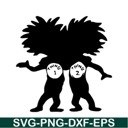 thing 1 and thing 2 black shadow svg, dr seuss svg, cat in the hat svg ds105122334