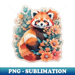 red panda with flowers - sublimation-ready png file - perfect for sublimation mastery