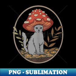 Cottagecore Cats Aesthetic Cat Mushroom Hat Kawaii - Retro PNG Sublimation Digital Download - Perfect for Personalization