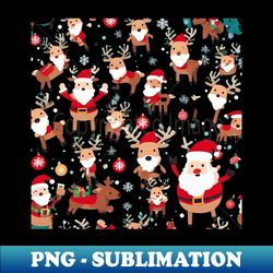flat christmas reindeer santa claus snowflakes bells - png transparent sublimation file - capture imagination with every detail