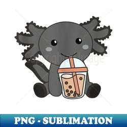 kawaii axolotls bubble tea boba axolotl - png transparent digital download file for sublimation - spice up your sublimation projects