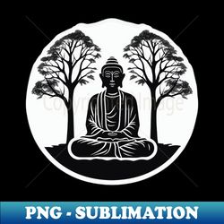 black white buddha statue  positive bright sticker  for yoga and focus of attention - aesthetic sublimation digital file - instantly transform your sublimation projects