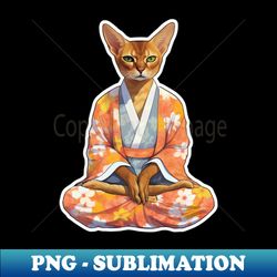 cat buddha meditation sticker for home digital art for yoga studio - png transparent sublimation file - add a festive touch to every day