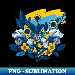 ukrainnian flag with flowers - professional sublimation digital download - revolutionize your designs