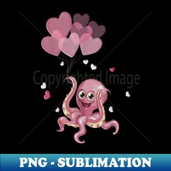 cute octopus hearts valentines day v-day funny valentines - vintage sublimation png download - perfect for sublimation art