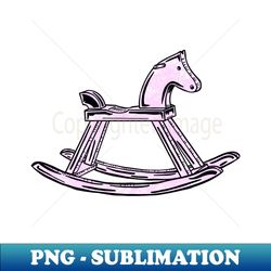 pink rocking horse - artistic sublimation digital file - vibrant and eye-catching typography