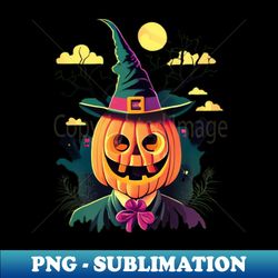 pumpkin man with a green witch hat - exclusive sublimation digital file - vibrant and eye-catching typography