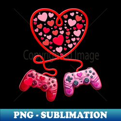 video gamer valentines day with controllers heart - premium png sublimation file - spice up your sublimation projects