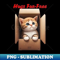 hugs fur-free adorable cat in a box design 10 - signature sublimation png file - defying the norms