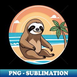 sunny sloth tropical beach escape - instant sublimation digital download - vibrant and eye-catching typography