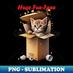 hugs fur-free adorable cat in a box design 11 - elegant sublimation png download - perfect for sublimation art