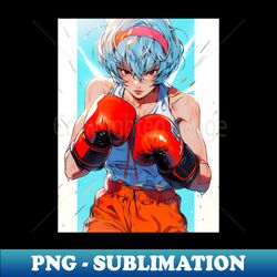 blue hair boxer - png transparent sublimation design - perfect for sublimation mastery