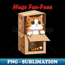 hugs fur-free adorable cat in a box design 12 - png sublimation digital download - add a festive touch to every day