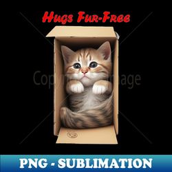 hugs fur-free adorable cat in a box design 4 - elegant sublimation png download - capture imagination with every detail