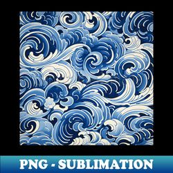 vintage waves blue pattern - aesthetic sublimation digital file