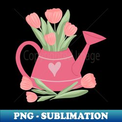 tulips in a watering can 1 - png transparent sublimation design