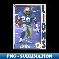 retro barry sanders football card - instant png sublimation download