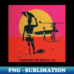 Summer Beach Scene with Surfers - Instant PNG Sublimation Download