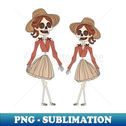 cute skeletons in hats and skirts - creative sublimation png download