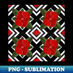 hibiscus tropical floral geometric pattern - trendy sublimation digital download