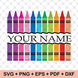 crayon monogram svg, crayon frame svg, crayon split monogram svg, teacher monogram svg, crayon png, crayon cut file