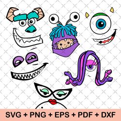 monster inc svg , monster inc , cut file for cricut silhouette , monster inc face cricut vector bundle , sully mike boo