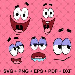 spongebob faces svg, spongebob faces cricut, squarepants svg, spongebob faces clipart, patrick star svg, sponge bob cut