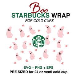 boo wrap svg, spooky wrap svg, starbucks wrap svg, 24oz cold cup svg, venti cold cup svg, full wrap svg, wrap svg