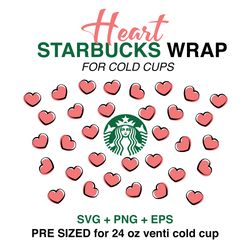 heart wrap svg, valentine wrap svg, starbucks wrap svg, 24oz cold cup svg, venti cold cup svg, full wrap svg, wrap svg