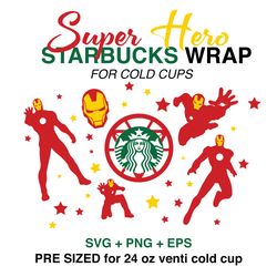 ironman wrap svg, marvel wrap svg, starbucks wrap svg, 24oz cold cup svg, venti cold cup svg, full wrap svg, wrap svg