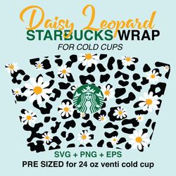 leopard wrap svg, daisy wrap svg, starbucks wrap svg, 24oz cold cup svg, venti cold cup svg, full wrap svg, wrap svg