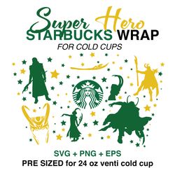 loki wrap svg, marvel wrap svg, starbucks wrap svg, 24oz cold cup svg, venti cold cup svg, full wrap svg, wrap svg