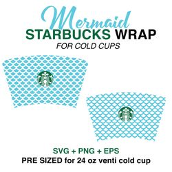 mermaid wrap svg, scales wrap svg, starbucks wrap svg, 24oz cold cup svg, venti cold cup svg, full wrap svg, wrap svg