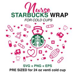 nurse wrap svg, doctor wrap svg, starbucks wrap svg, 24oz cold cup svg, venti cold cup svg, full wrap svg, wrap svg