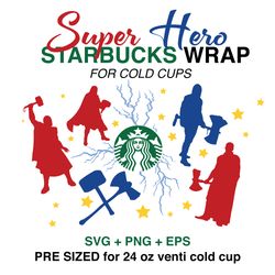 thor wrap svg, marvel wrap svg, starbucks wrap svg, 24oz cold cup svg, venti cold cup svg, full wrap svg, wrap svg