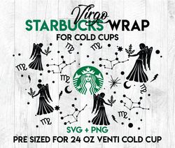 virgo svg, zodiac wrap svg, starbucks wrap svg, 24oz cold cup svg, venti cold cup svg, full wrap svg, wrap svg